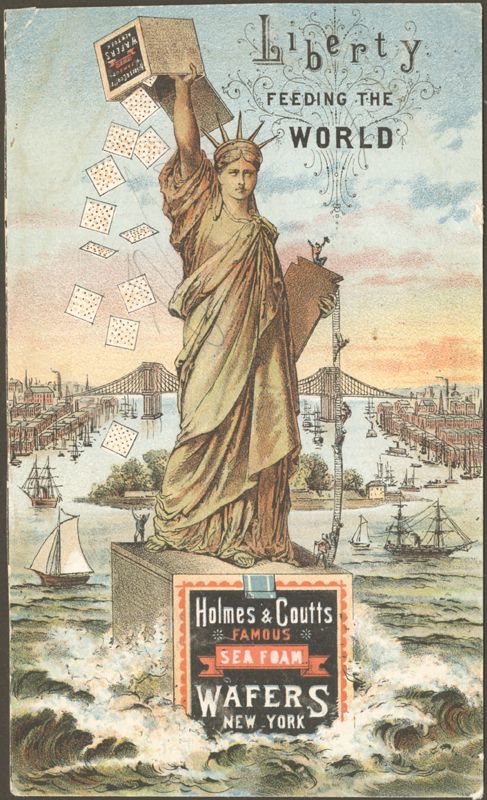The Statue soon became a popular commercial image for promoting such products as Holmes & Coutts Famous Sea Form Wafers.