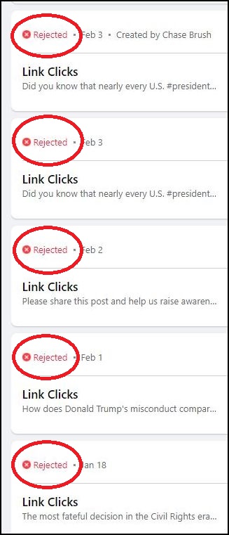 Facebook blocked five posts in a row in January 2020. All of them were respectable essays about American history written by trusted experts.