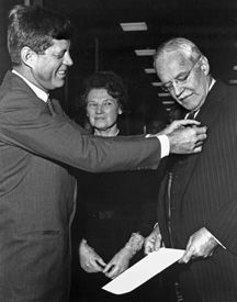 Pres. Kennedy asked for the resignation of CIA Director Dulles after the Bay of Pigs failure, but awarded him the National Security Medal on November 28, 1963 at Langley.