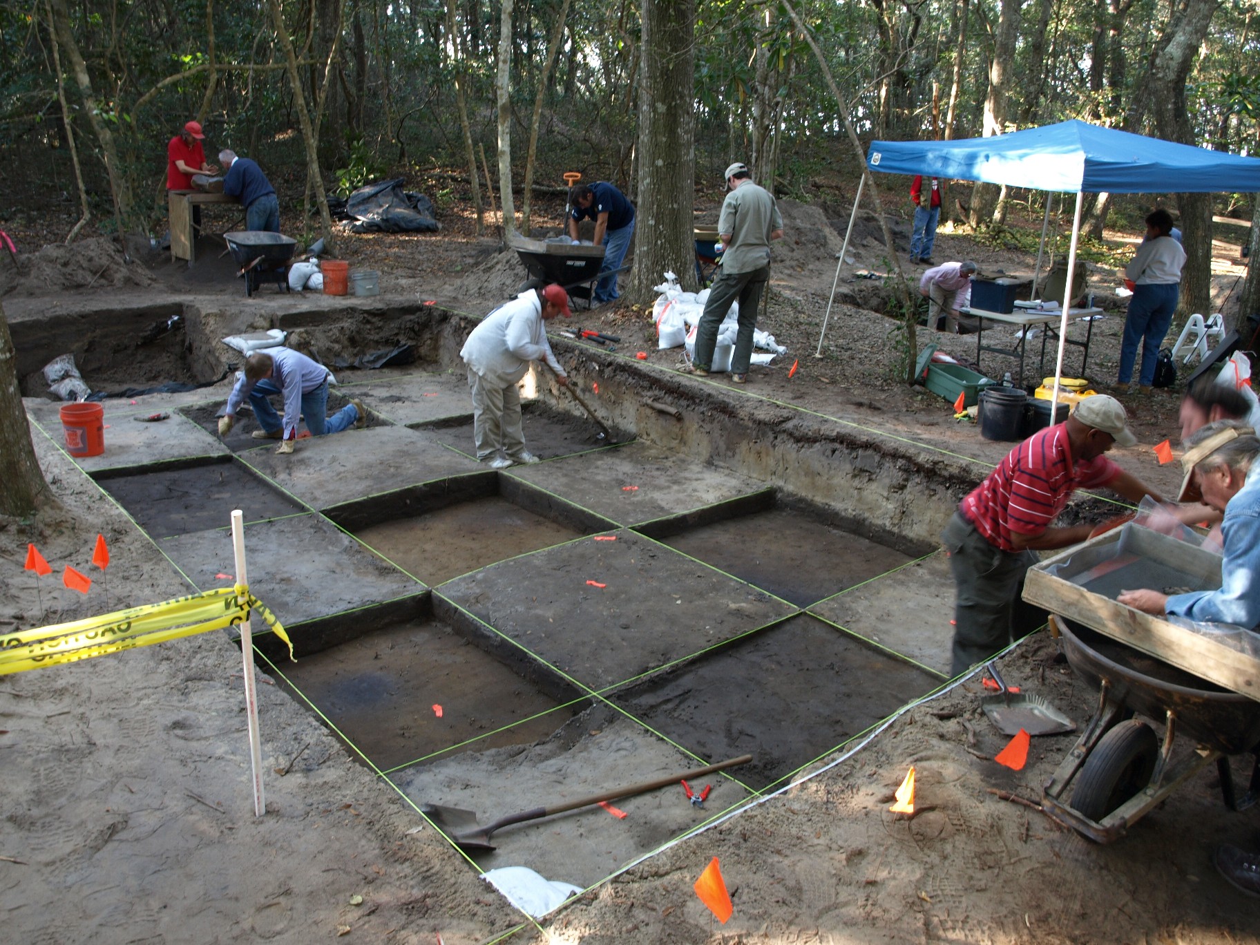 First Colony Foundation archaeologists excavate at Fort Raleigh National Historic Site on Roanoke Island.