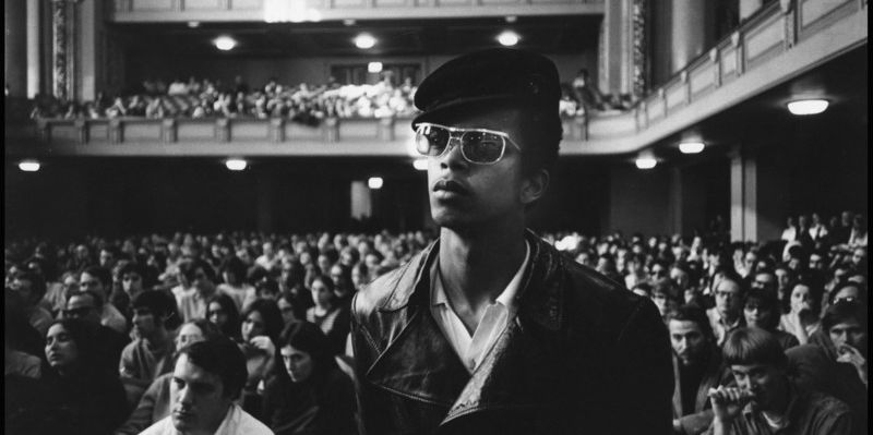 In the days before the trial was scheduled to start, a Black Panther addressed students in Woolsey Hall on the campus. Yale Library.