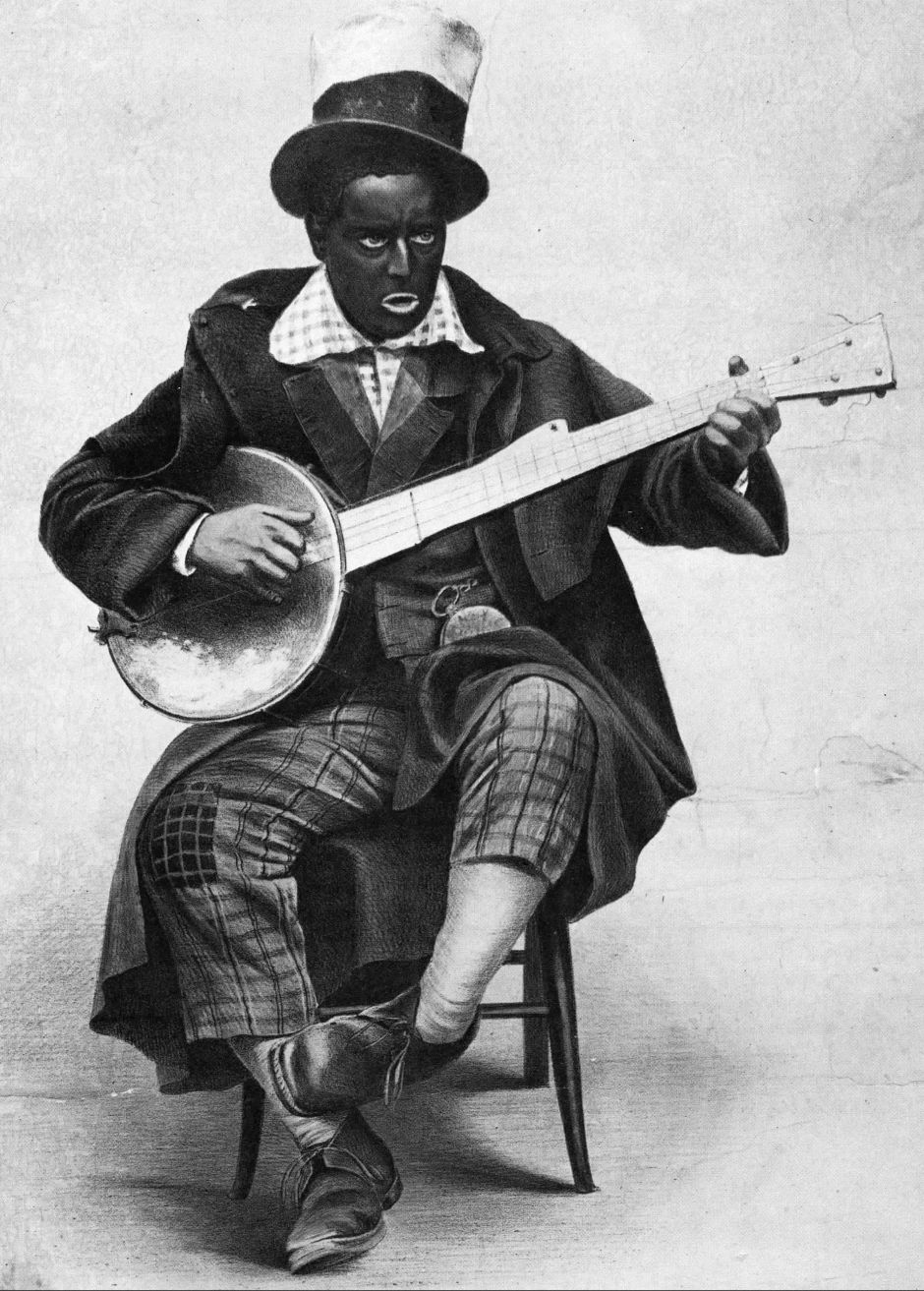 Earl Pierce, a Christy Minstrel star, performed his feature turn "Hoop De Doodem Doo" in an English print made in 1858.