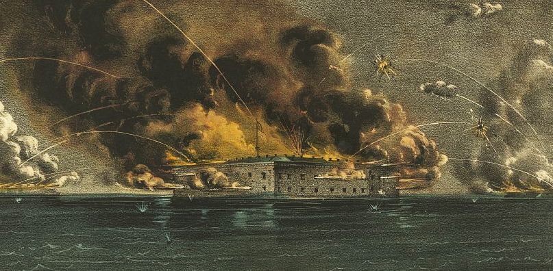 Thanks to Lincoln's maneuvering, when South Carolina forces fired on Sumter on April 12, 1861, most of the nation saw them as the aggressors. Hand-colored print by Currier & Ives. Library of Congress.