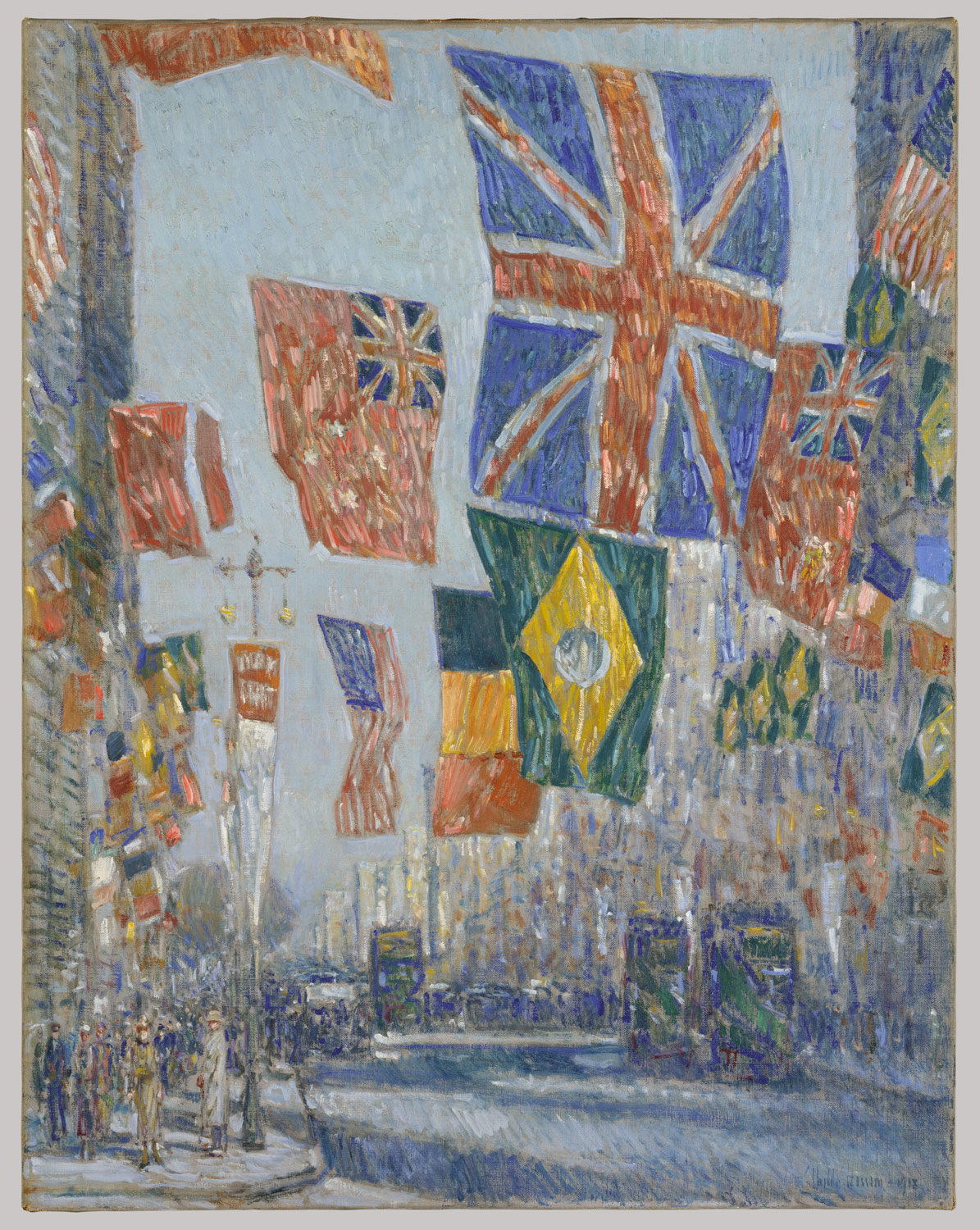 American Impressionist Child Hassam painted numerous patriotic views of New York's Fifth Avenue. Metropolitan Museum.