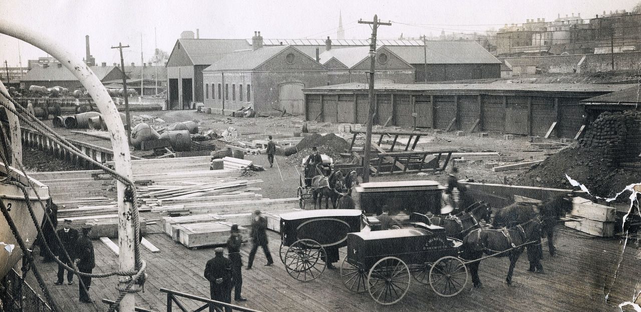 An estimated 80% of the 1,690 men on board the Titanic died. Hearses lined up on the wharves of Halifax to carry the bodies of victims to morgues.