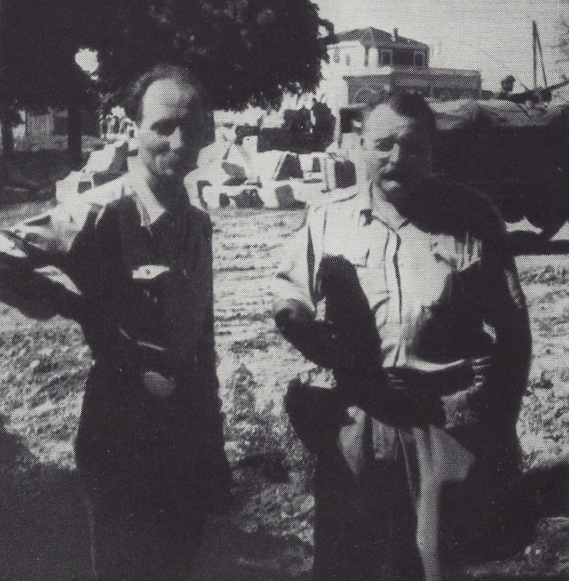 Capt. Westover took this photo of Hemingway (right) and Mouton, the French resistance leader, just before the fighting ended. Collection of the author.