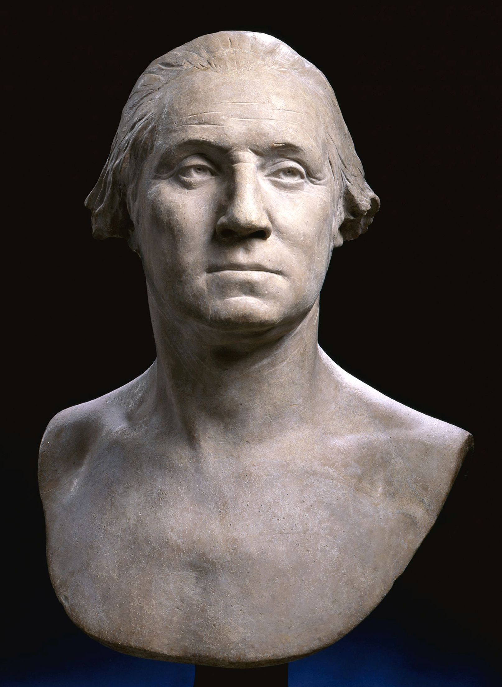 The face of the Father of his Country was captured in plaster in a life mask by the French sculptor Jean Antoine Houdon at Mount Vernon in 1785, one year after Washington resigned his commission as Commander in Chief..
