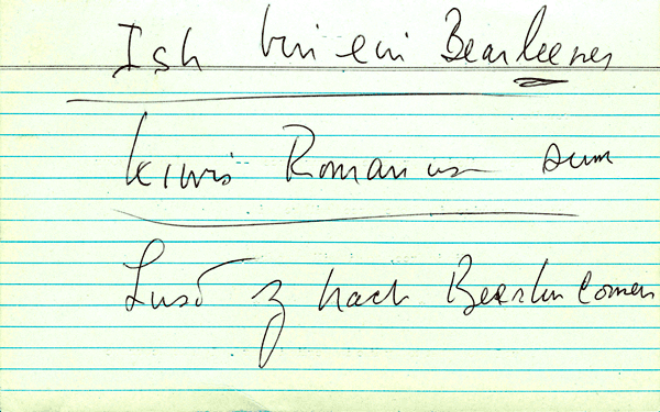 John F. Kennedy's phonetic transcription of the German and Latin phrases in the Ich bin ein Berliner speech