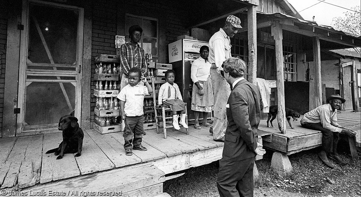 Senator Robert Kennedy visiting with a Delta family in Greenville, MS on April 11, 1967. Photo: Jim Lucas.