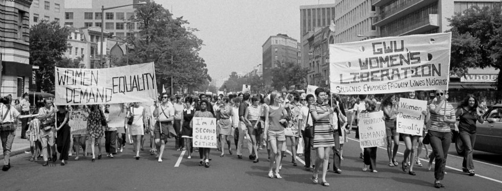 Like the reporters at Time, Inc., women across America were demanding fairer treatment. In August 1970 women marched in downtown Washington, DC. US News Collection/Library of Congress.