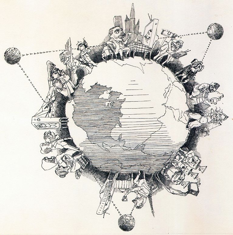 Levine cartoon on communications satellites.
