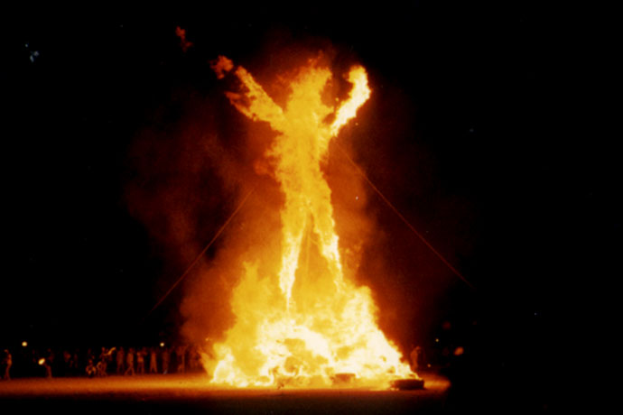 The Burning Man goes up in flames. Photo Courtesy of Wikipedia