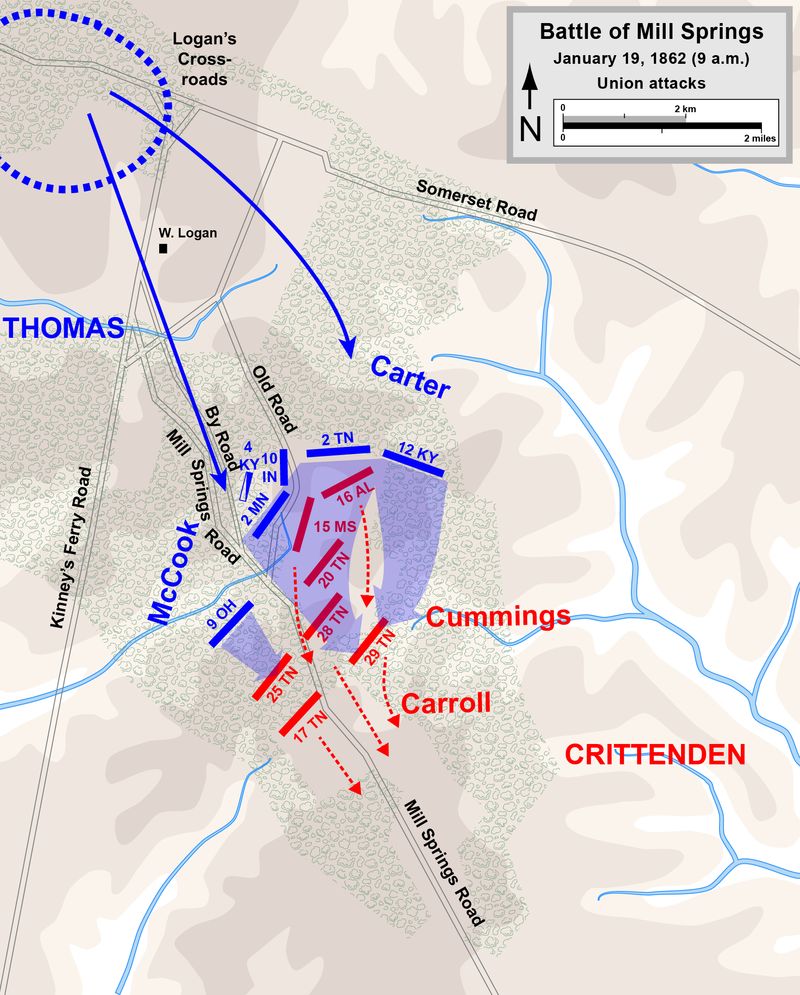 The Confederates were forced to retreat in the face of Union counterattacks, resulting in the first Union victory of the War.