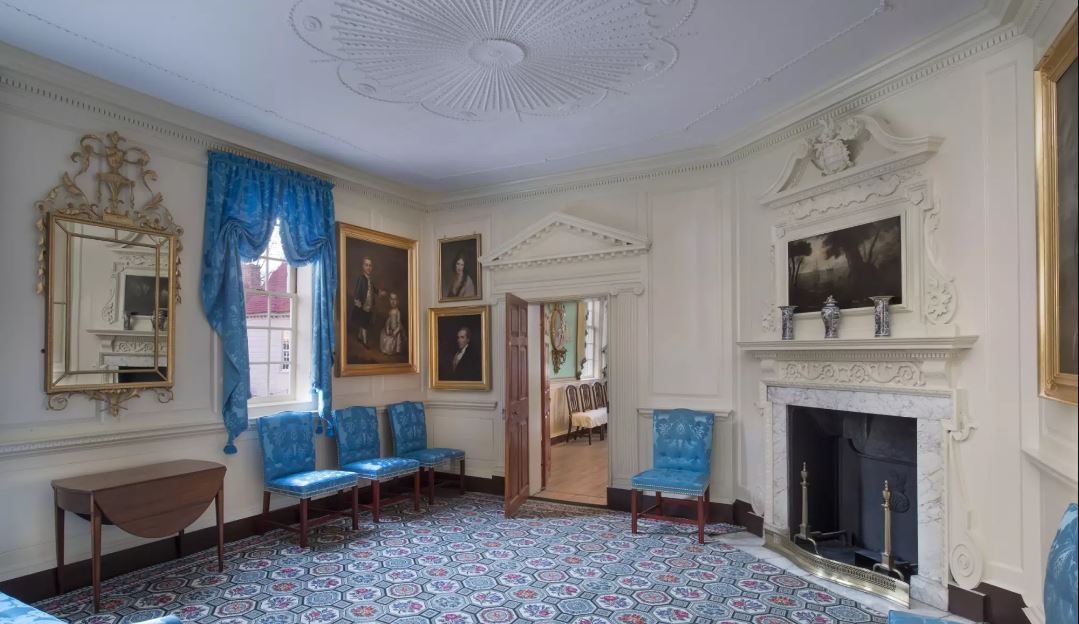 The West Parlor at Mount Vernon has recently been totally renovated and restored.