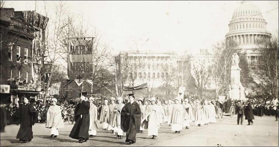 Nurses in the suffragette parade 1913