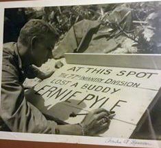 Pvt Spencer painted the sign where Pyle died.