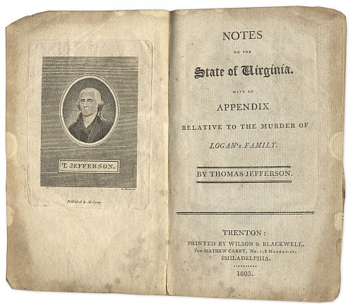 Thomas Jefferson's ''Notes on The State of Virginia'' published in 1803