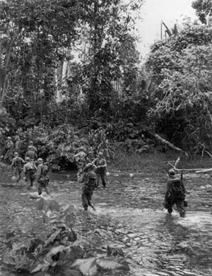 Troops of the 32nd Infantry Division near Saidor.