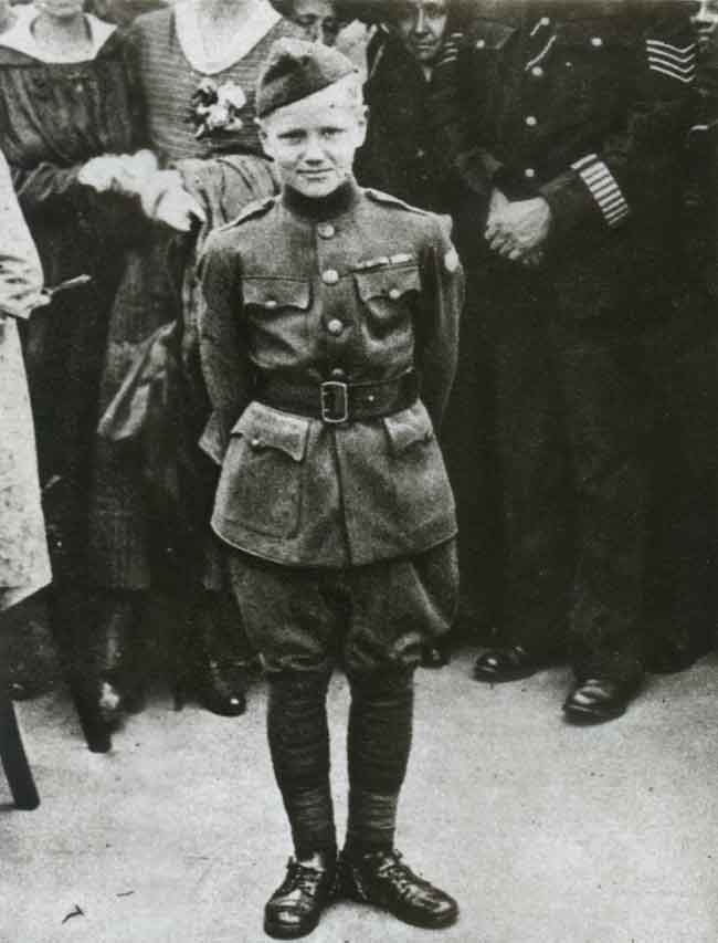 Gen. Pershing's son Warren dressed up in a soldier's uniform and was called "the youngest doughboy" by the press. 