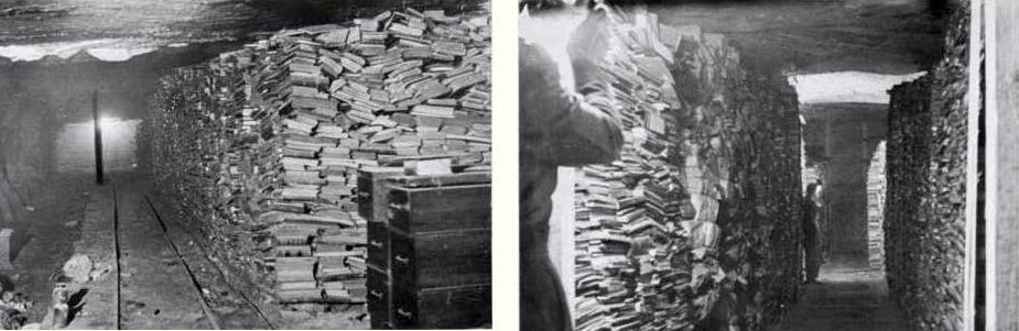 The librarians found enormous qualities of books and archival material in salt mines and other hiding places.