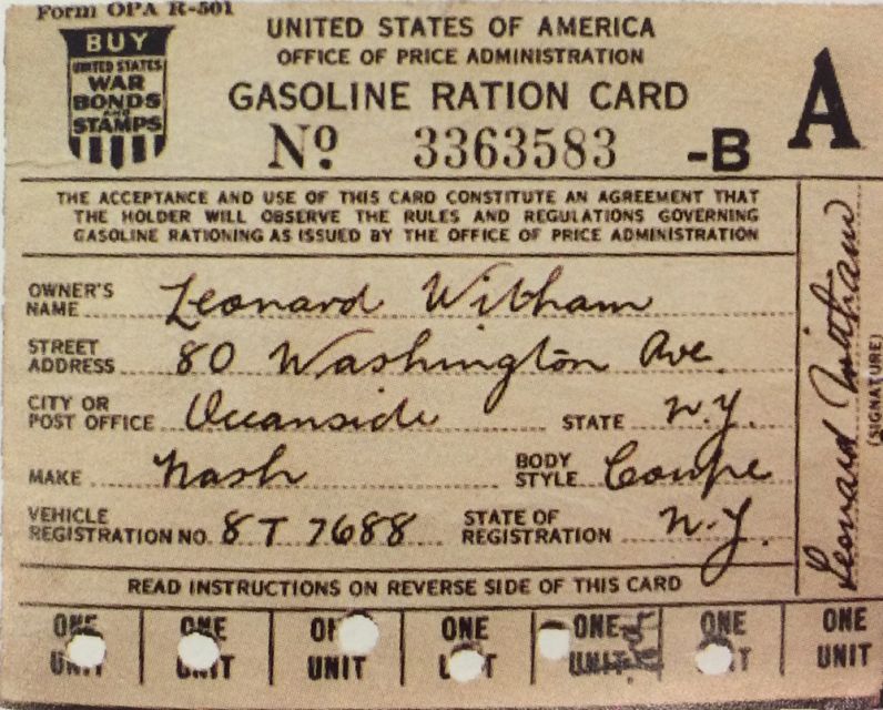 A gas ration card from WWII