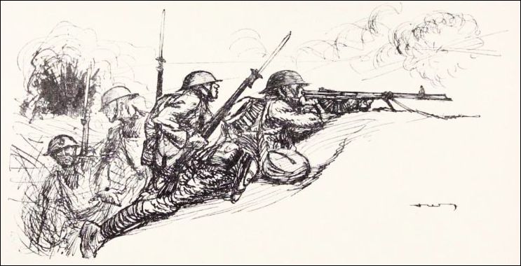 Drawing, The Automatic Riflemen from Fix Bayonets, by John W. Thomason Jr.