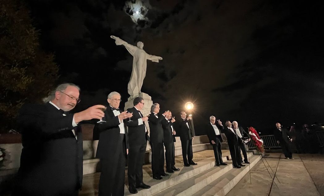 The Men's Titanic Society holds a ceremony in the early morning hours of April 15 each year at the Titanic Memorial in Washington, D.C.