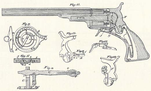 Patent diagram for the design of the Colt Paterson Revolver