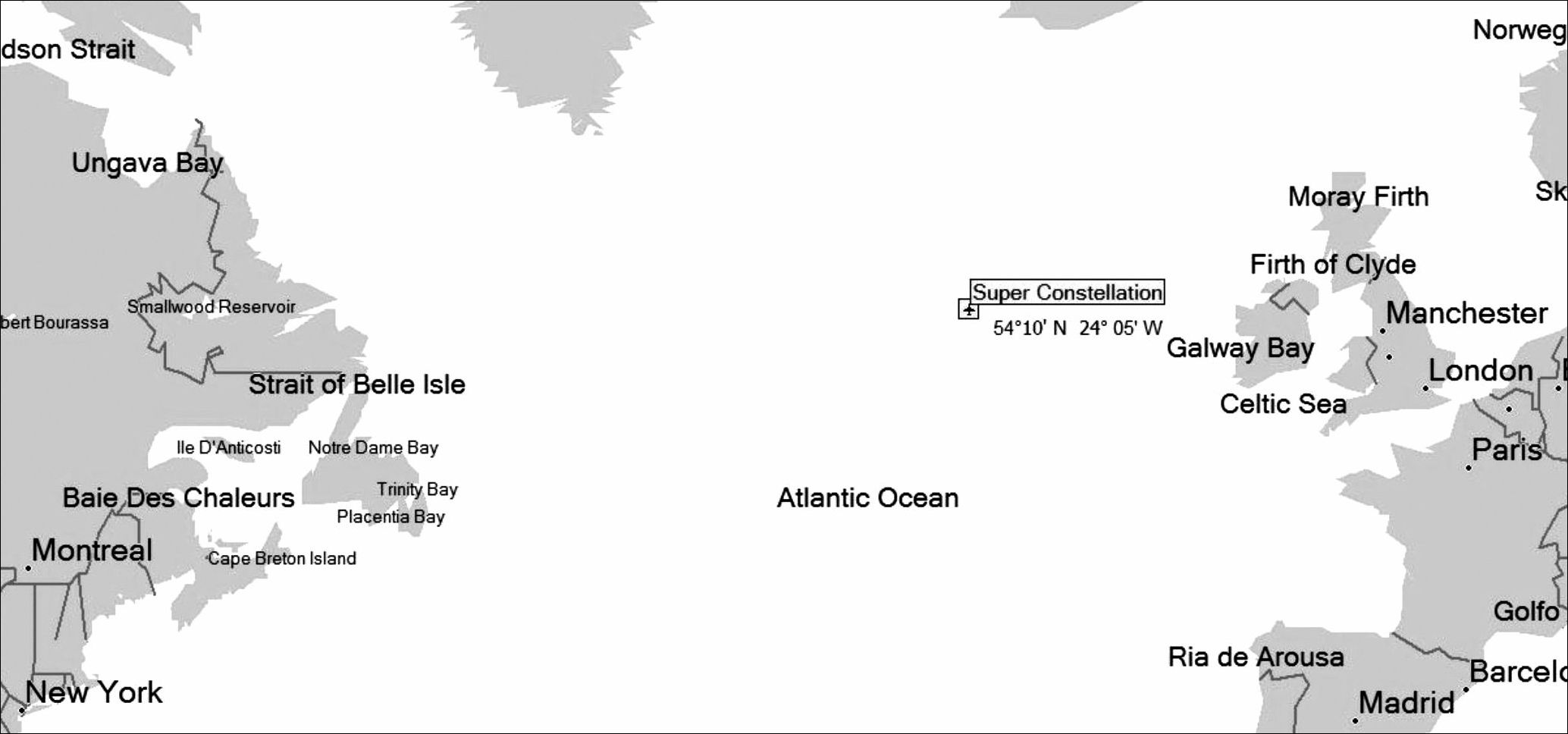Map of North Atlantic.