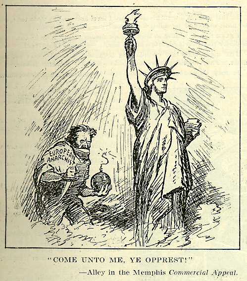 Political unrest and wariness towards communism in America after the Bolshevik Revolution inspired this political cartoon by James P. Alley. Originally published in the Memphis Commercial Appeal, it was reprinted in the Literary Digest, July 5, 1919.