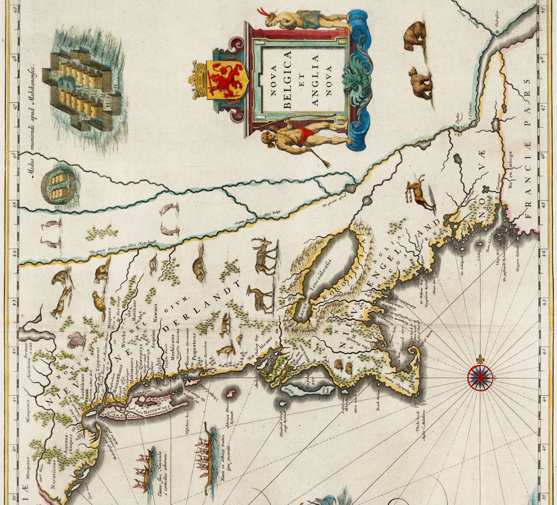 When rotated, the 1635 Blaeu map clearly shows New Belgium and New England