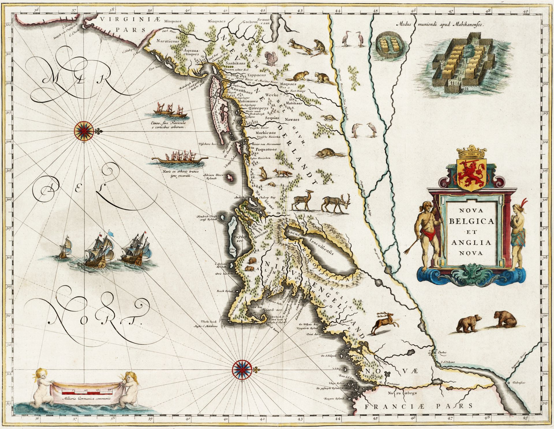 The New Netherlands and New England 1635, Drawn by Willem Janszoon Blaeu