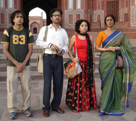 Kal Penn, Irfan Khan, Sahiri Nair, and Tabu as the Ganguli family in The Namesake