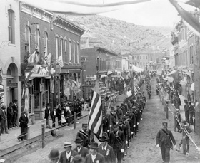 An Independence Day parade in Central City, Colorado, around 1900.