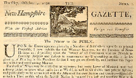 A nineteenth-century recreation of the first issue of The New Hampshire Gazette.