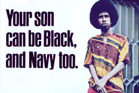 A Vietnam-era U.S. Navy recruiting poster, from the exhibit “Soul Soldiers.”