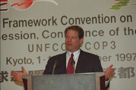 Vice President Gore speaks at the Kyoto summit, December 8, 1997