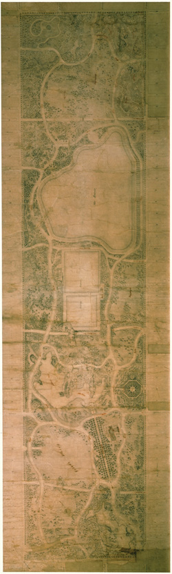 150 years later, the map of modern Central Park looks much like this aged layout of Olmsted and Vaux's original Greensward Plan.
