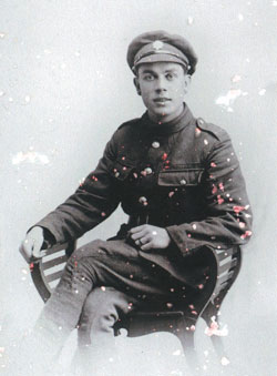 No rest for the weary. Harold Taylor poses in his army uniform before joining the Allied battle lines in France.