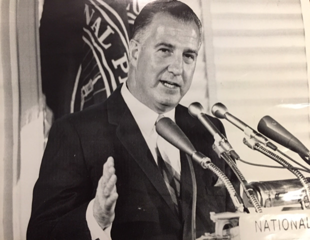 Agnew, who famously called the press "nattering nabobs of negativism," went on the attack at the National Press Club while President Nixon declined their invitation. Courtesy National Press Club.