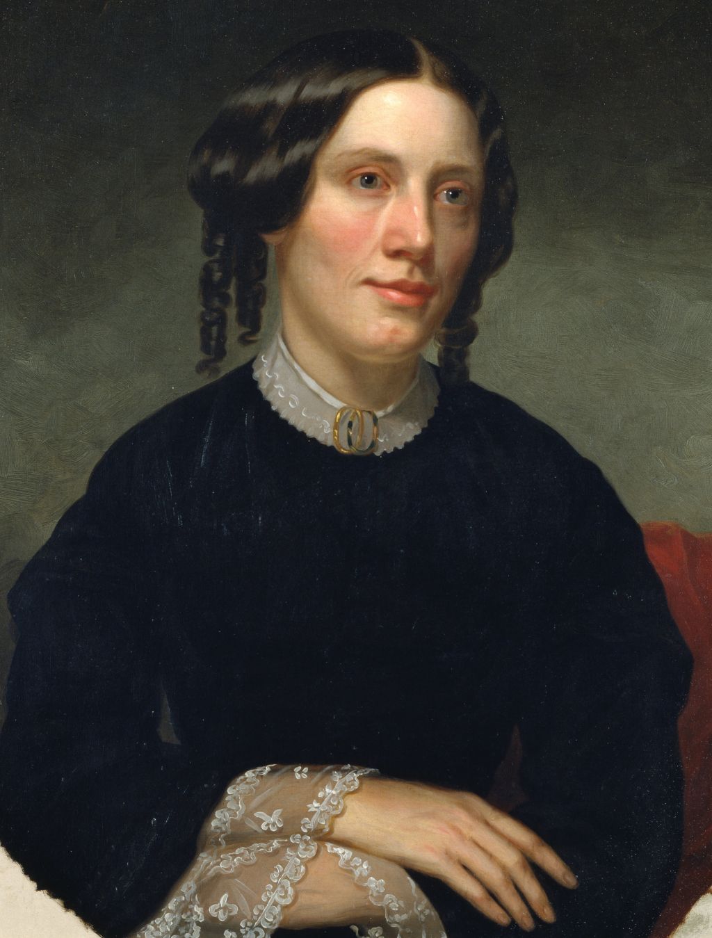 Alanson Fisher painted Harriet Beecher Stowe in 1853. National Portrait Gallery, Smithsonian Institution.