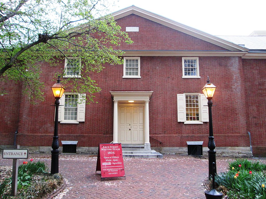 The Arch Street Meeting House was begun in 1803 and recalls Philadelphia's origins as a Quaker city. Photo Beyond My Ken.