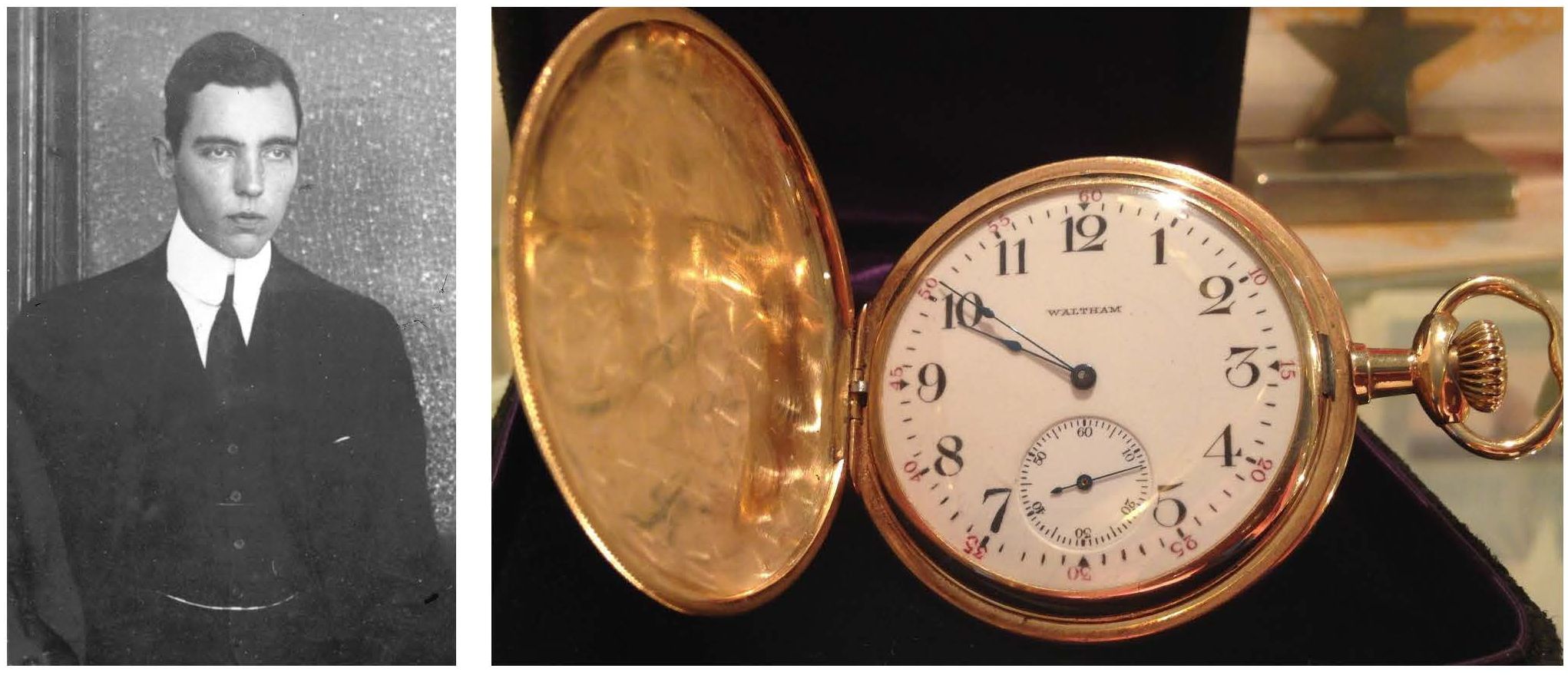 The previous owner of the brownstone was Vincent Astor, who often sported the gold watch of his father on a chain. The Waltham watch was recovered from the body of John Jacob Astor IV from the Titanic.