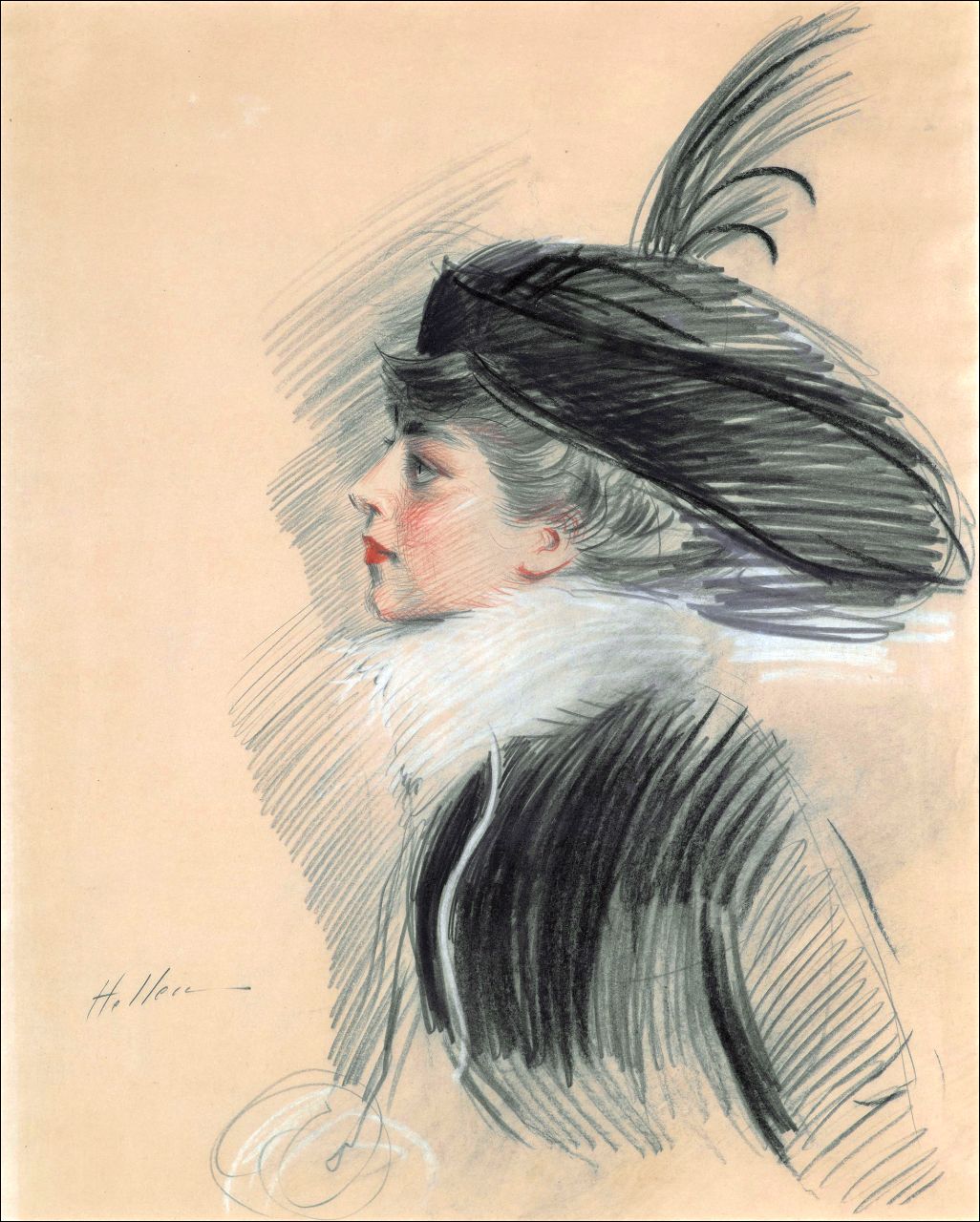 The famous French painter Paul Helleu made a pastel sketch of Morgan's librarian Belle da Costa Greene in 1912. 
