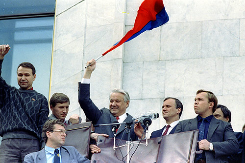 Boris Yeltsin gained international renown for his leadership in defying the coup.