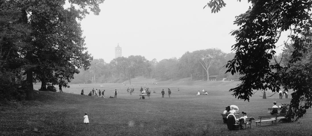 Olmsted's second masterpiece, Prospect Park, became an urban oasis in Brooklyn. Library of Congress.