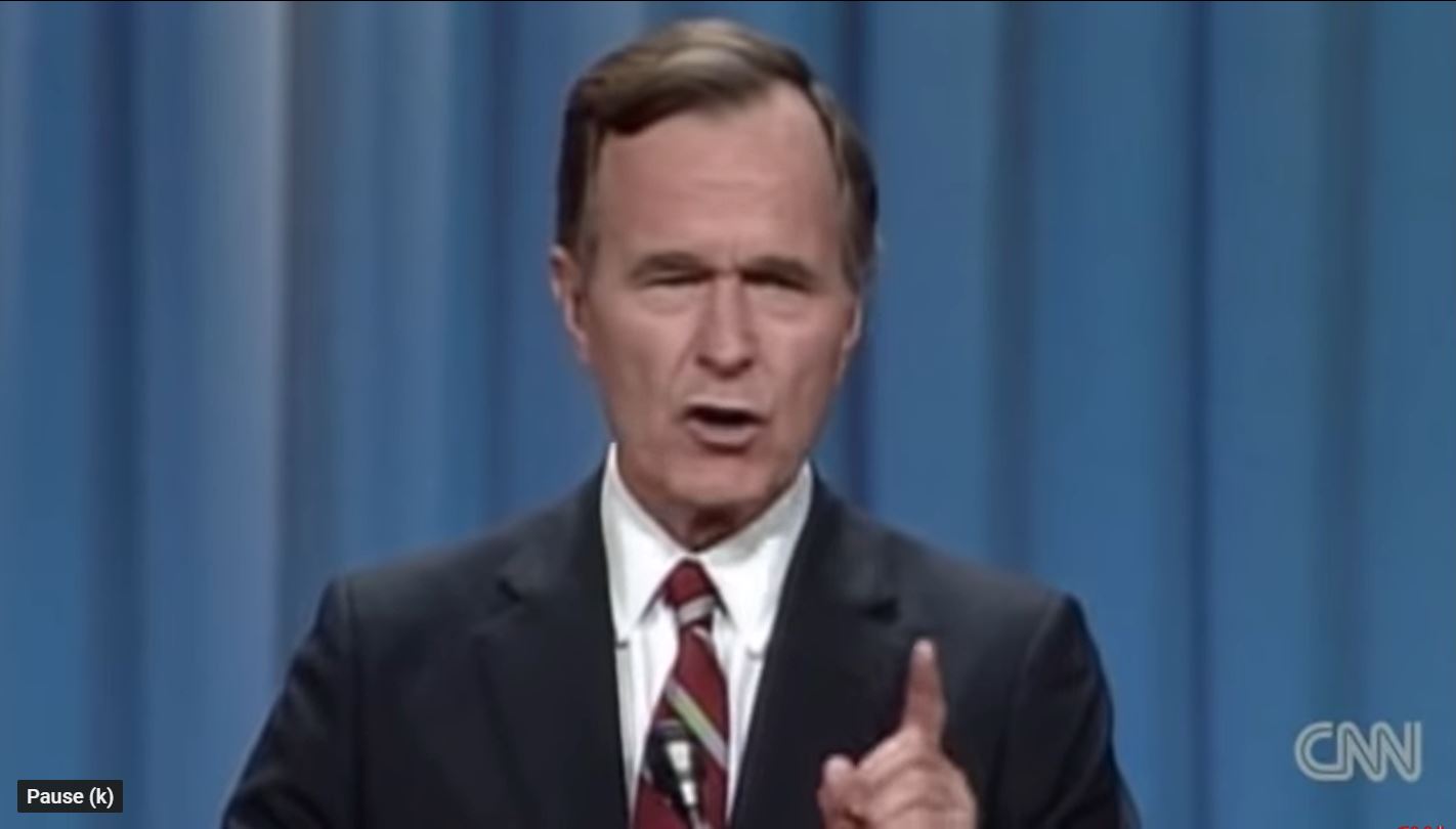 George H. W. Bush famously insisted, “Read my lips: no new taxes” at the 1988 Republican National Convention. He negotiated with a Democrat-controlled Congress for a budget that would meet his pledge, but finally agreed in 1990 to a compromise that limited spending and  increased several existing taxes.