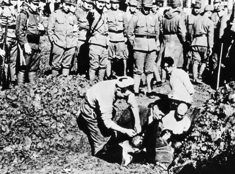 At least ten million – and possibly as many as 20 million – Chinese people died during World War II, most of them civilians who suffered brutal deaths, such as being buried alive, at the hands of Japanese soldiers and scientists. Department of History at the University of California, Santa Barbara
