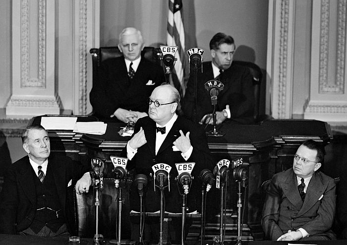 Churchill speaks to the U.S. Congress on December 26, 1941.