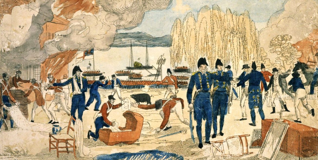 Admiral Cockburn burned and plundered Havre de Grace at the head of the Chesapeake Bay on June 1, 1813. Maryland Center for History and Culture
